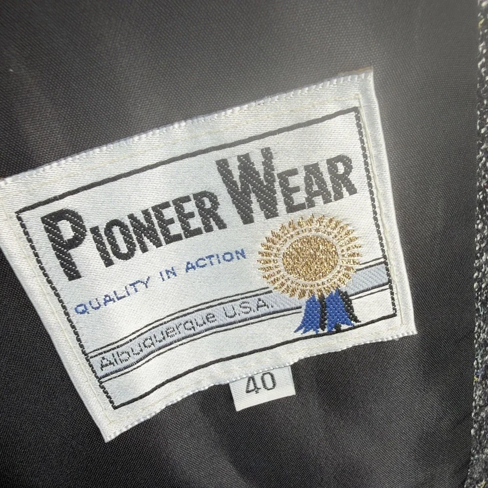 Pioneer Wear Western Sport Coat Blazer 40 Gray Wool Blend Made USA Men's
